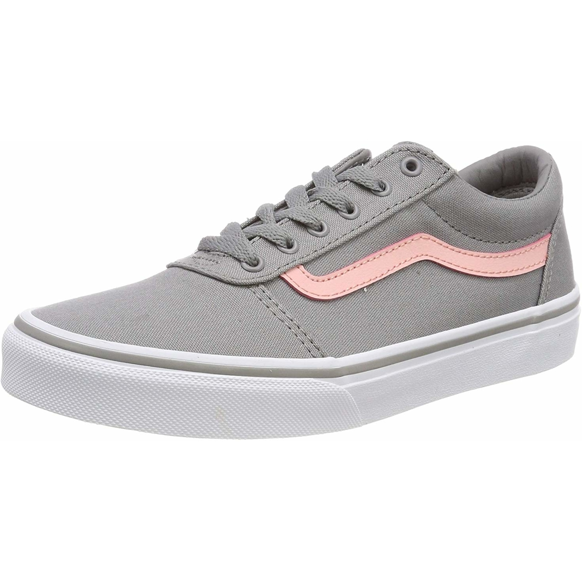 gray and pink vans shoes